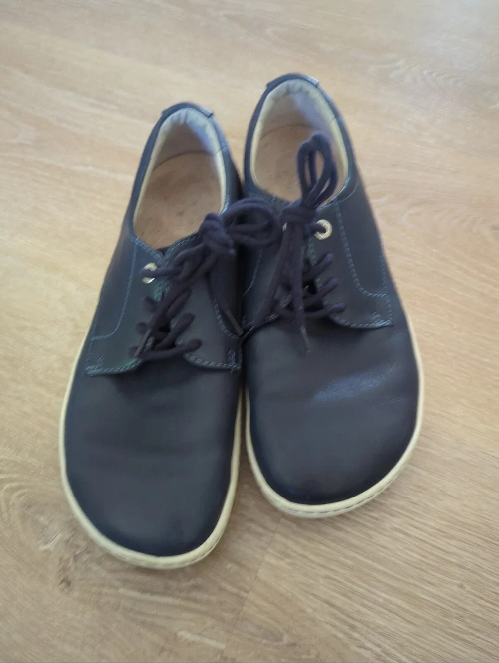 Birkenstock Navarino Shoes  Navy Leather Lace Up Low Top Round Toe Sz40